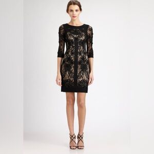 Sue Wong Nocturne Size 4 Black Lace Embroidered Dress